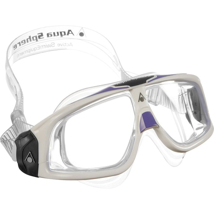 Aqua Sphere Unisex Adult Seal 2.0 Swimming Mask, White/Lavender (Clear Lens), One Size