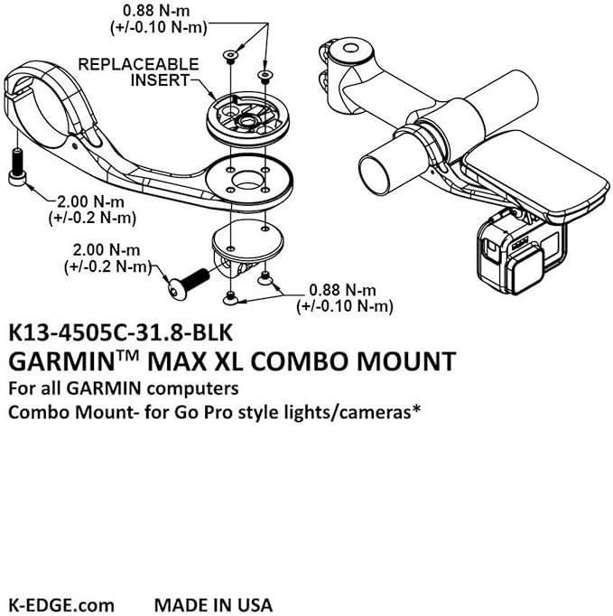 K-EDGE Garmin Max XL Combo Mount - Black