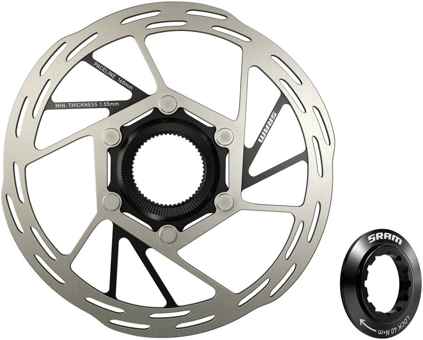 SRAM Paceline Disc Brake Rotor - 160mm, Center Lock, 1.85mm, Includes Internal Tooled Lockring