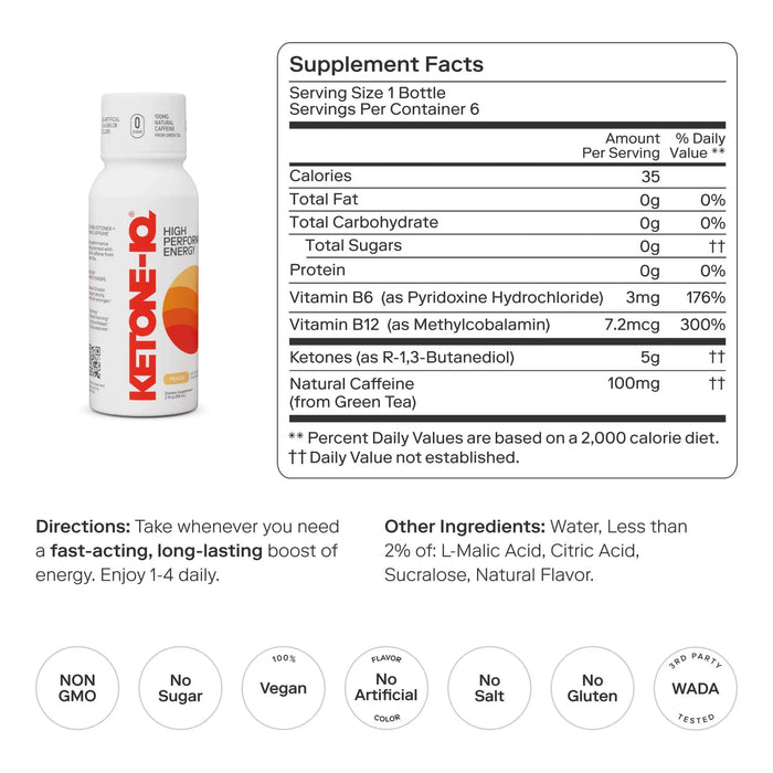 Ketone-IQ +Caffeine Shot Peach