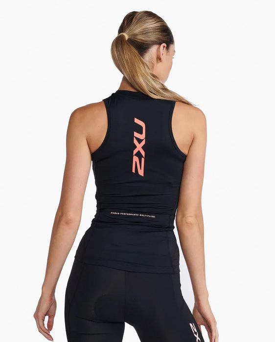 2XU Women's Aero Tri Singlet Black/ Coral