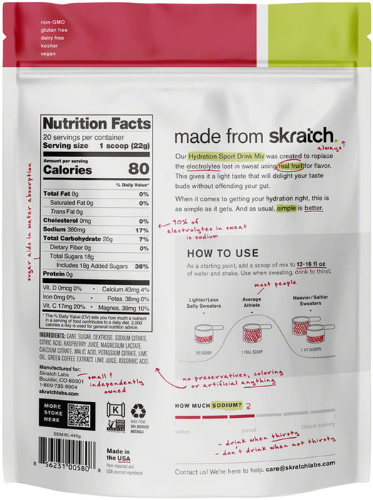 Skratch Labs Sport Hydration Mix 20 Servings - Raspberry Limeade